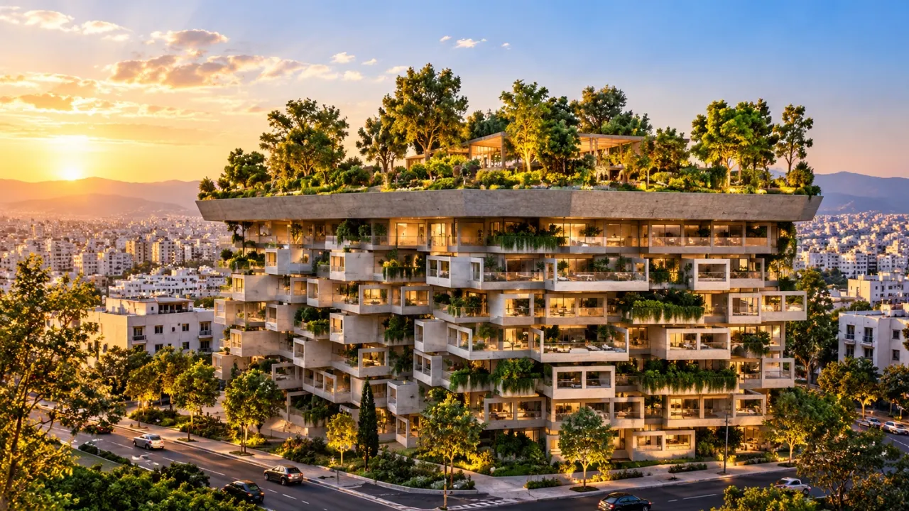 7 storeys of new apartments with a vast public park on the rooftop